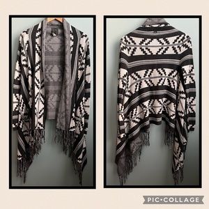 Billabong Aztec Open Front Fringe Bottom Cardigan Size M
